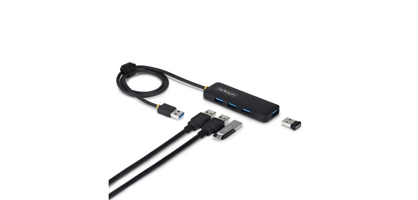StarTech.com 4-Port USB-A Hub, 5Gbps, Bus Powered, USB-A to 4x USB-A Mini Hub, Extra Long 2ft/61cm Host Cable, PCR Plastic, Portable Desktop / Laptop USB Hub