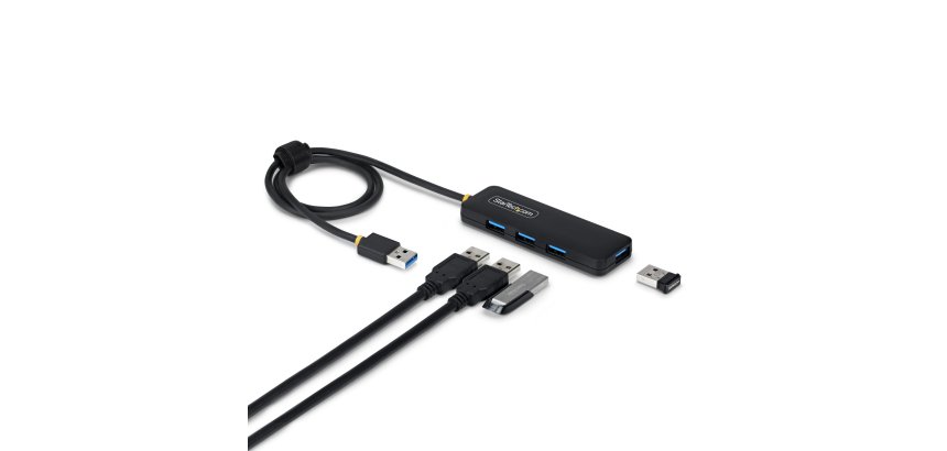 StarTech.com Hub USB-A à 4 Ports, 5 Gbps, Alimenté par Bus, Mini-Hub USB-A vers 4x USB-A, Câble Hôte Extra Long de 61 cm, Plastique PCR, Hub USB Portable pour Ordinateur de Bureau/Portable