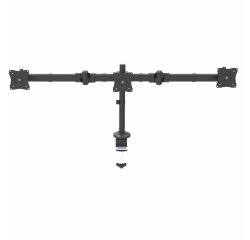 StarTech.com Triple Monitor Arm, Ergonomische VESA Monitor Beugel voor 3 Schermen tot 27", Scharnierend en in Hoogte Verstelbaar langs Verticale Arm, Kantelen/Zwenken/Roteren, Bureauklem/Doorvoertule