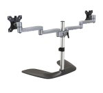 StarTech.com Dual Monitor Stand - Ergonomic Desktop Monitor Stand for up to 32" (17.6lb/8kg) VESA Displays - Free-Standing Articulating Universal Computer Monitor Mount - Adjustable Height - Silver