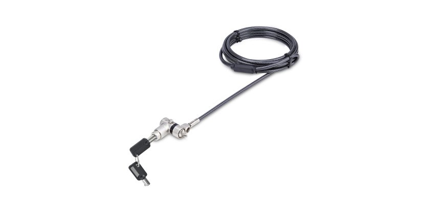 StarTech.com Antivol Universel 3-en-1 pour Ordinateur Portable, Câble de Verrouillage de 2m à Clé Maîtresse, Compatible avec Noble Wedge®/Nano/K-Slot, Serrure Universelle, Câble Antivol Résistant aux Coupures