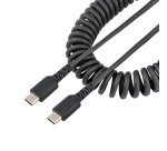 StarTech.com 1m USB-C Laadkabel, Robuuste Fast Charge & Sync Type C Spiraalkabel, 60W (3A) PD, USB 2.0, TPE Mantel en Aramidevezels - Zwarte USB Oplaadkabel