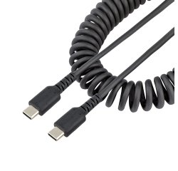 StarTech.com 1.6ft (50cm) USB-C Fast Charging Cable, Rugged, Coiled, Charge & Sync, 3A, USB 2.0, TPE Jacket and Aramid Fiber - USB C Charging Cord