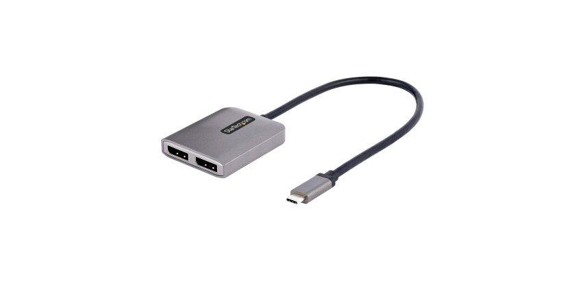 StarTech.com USB-C MST Hub mit 2 Anschlüssen - USB Type-C Multi-Monitor-Adapter zu 2x DisplayPort für Laptop - Dual-DP bis zu 4K 60Hz mit DP 1.4 Alt Modus & DSC - HDR - 30 cm Kabel - Nur Windows