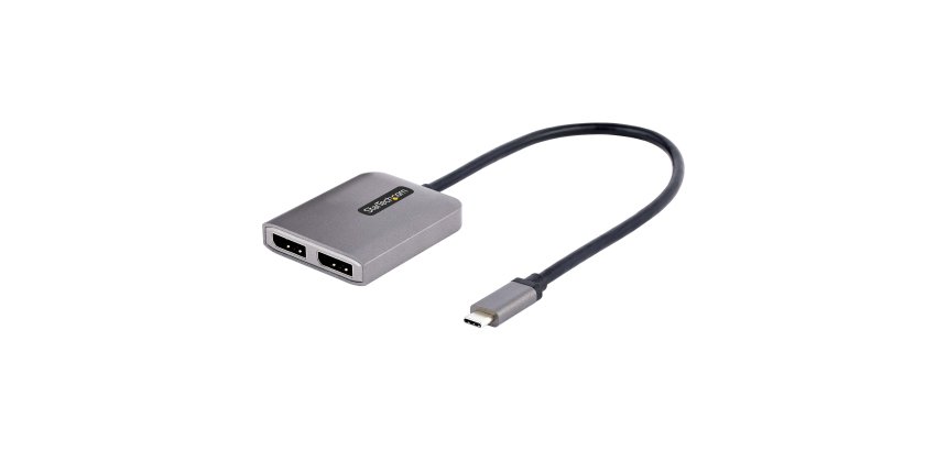 StarTech.com USB-C to Dual Displayport 1.4 Adapter, USB Type-C Multi-Monitor MST Hub, Dual 5K 60Hz DP Laptop Display Extender / Splitter, HDR, Extra-Long Built-In Cable - Windows Only