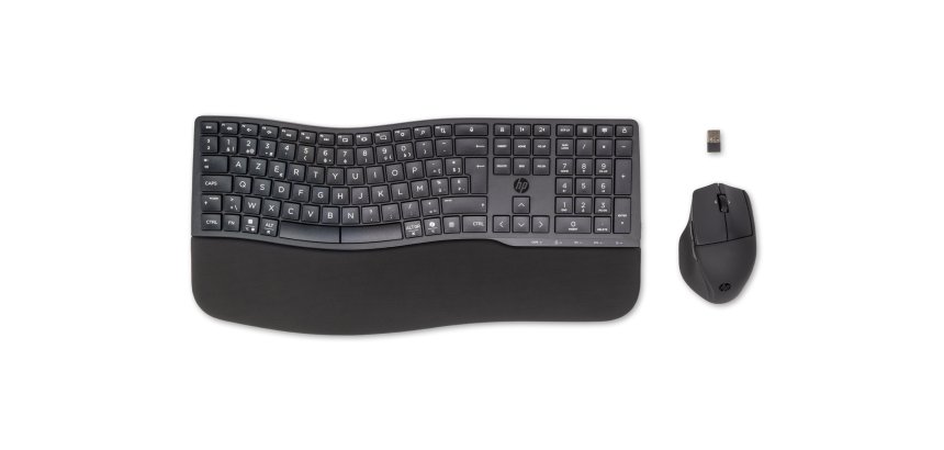 HP 680 Comfort Dual-Mode Keyboard and Mouse Combo clavier Souris incluse Maison RF sans fil + Bluetooth AZERTY Belge Noir