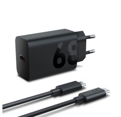 Lenovo 68W USB-C GaN Wall Charger, alimentatore da Parete USB-C 68W con Cavo 1,5m 6A, Caricabatterie a Ricarica Rapida e Sicura per Tablet, PC e Dispositivi Compatibili