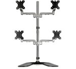 StarTech.com Desktop Quad Monitor Stand - Ergonomic VESA 4 Monitor Arm (2x2) up to 32" (17.6lb/8kg) - Free Standing Articulating Universal Pole Mount - Height Adjustable/Tilt/Swivel/Rotate - Silver