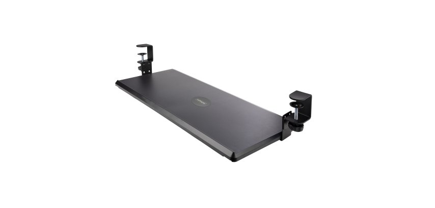 StarTech.com Under-Desk Keyboard Tray, Clamp-on Ergonomic Keyboard Holder, Up to 12kg (26.5lb), Sliding Keyboard and Mouse Drawer with C-Clamps, Height Adjustable Keyboard Tray (3.9/4.7/5.5 in) - TAA