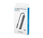 AISENS USB-C Dock 5 en 1, USB-C A, 1x HDMI 2x USB-A, 1x USB-C, 1x USB-C PD, Gris, 15cm