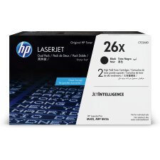 HP 26X LaserJet, lot de 2 cartouches de toner grande capacité authentiques, noir