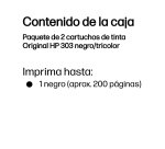 HP Paquete de 2 cartuchos de tinta Original 303 negro/tricolor