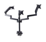 StarTech.com Support de Bureau pour 3 Écrans 27", VESA 75x75/100x100, Bras Articulé Réglable sans Outils, Pince en C/Passe-Fil, Support d'Écrans 27 pouces, Bras pour Moniteur Assisté par Ressort
