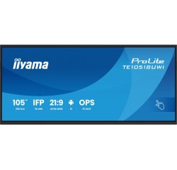iiyama TE10518UWI-B1AG Écran d'affichage dynamique Carte A numérique 2,66 m (104.6") LED Wifi 450 cd/m² 5K Ultra HD Noir Écran tactile Intégré dans le processeur Android 16/7