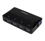 StarTech.com Concentrador USB 3.0 de 4 Puertos - 5Gbps - Ladrón con Puertos de Carga y Sincronización - Hub con 1 Puerto de 2,4A