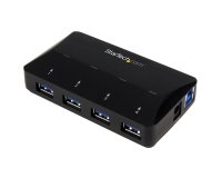 StarTech.com Concentrador USB 3.0 de 4 Puertos - 5Gbps - Ladrón con Puertos de Carga y Sincronización - Hub con 1 Puerto de 2,4A