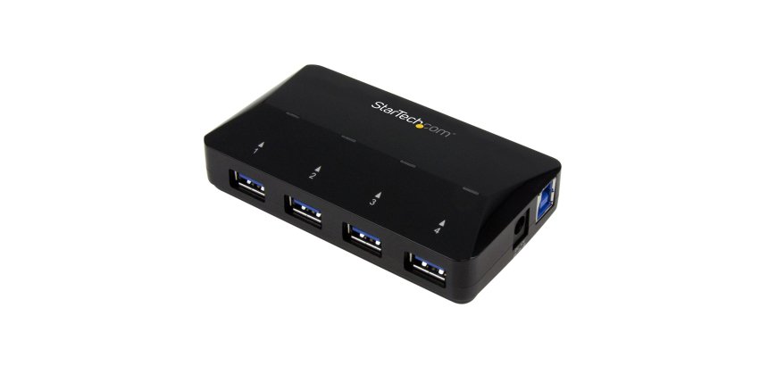 StarTech.com Concentrador USB 3.0 de 4 Puertos - 5Gbps - Ladrón con Puertos de Carga y Sincronización - Hub con 1 Puerto de 2,4A