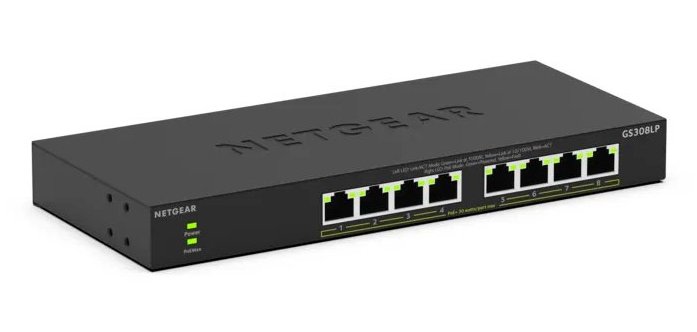 NETGEAR GS308LP Non-géré Gigabit Ethernet (10/100/1000) Connexion Ethernet, supportant l'alimentation via ce port (PoE) Bureau Noir