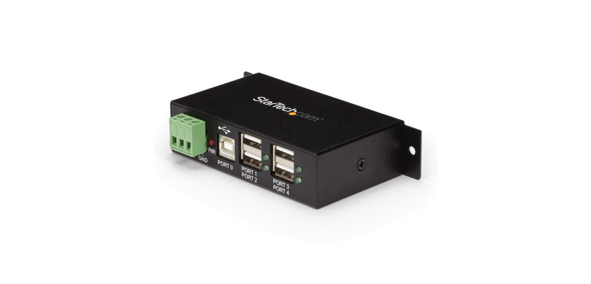 StarTech.com 4-Port USB 2.0 Hub - Metal Industrial USB-A Hub - Din Rail, Wall or Desk Mountable USB Data Hub - TAA Compliant USB Expander Hub