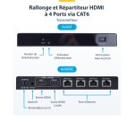 StarTech.com Rallonge et Répartiteur HDMI 4 Ports sur CAT6, 4K 60 Hz, Jusqu'à 70 m, Kit de Distribution HDMI 1x4 sur Ethernet avec IR et Alimentation par Câble