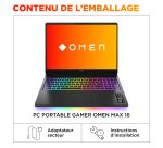 HP OMEN MAX Gaming Laptop 16-ak0019nf Copilot+ PC AMD Ryzen AI 9 375 Ordinateur portable 40,6 cm (16") WQXGA 32 Go DDR5-SDRAM NVIDIA GeForce RTX 5070 Ti Wi-Fi 7 (802.11be) Windows 11 Home Noir