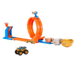 Hot Wheels Monster Trucks Loop-And-Flip Trophy Challenge Playset & Die-Cast Bigfoot Toy Truck