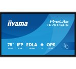 iiyama PROLITE TE7514MIS-B2AG Écran plat de signalisation numérique 190,5 cm (75") LCD Wifi 435 cd/m² 4K Ultra HD Noir Écran tactile Intégré dans le processeur Android 24/7