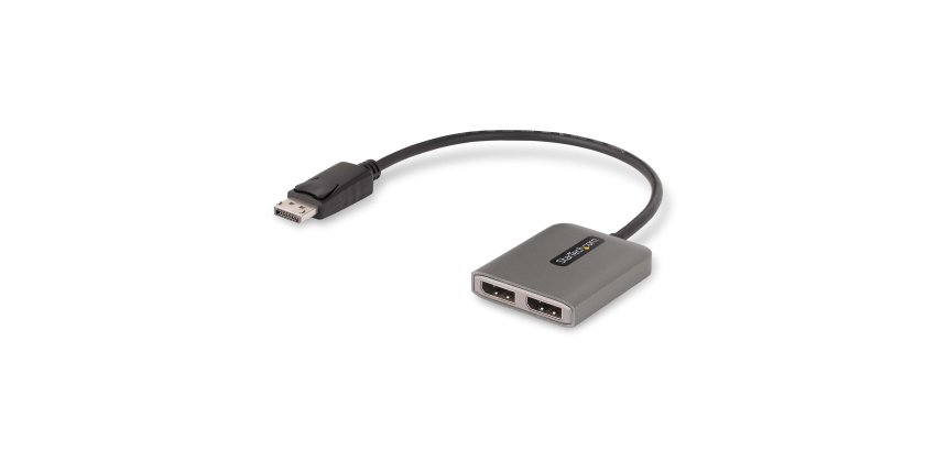 StarTech.com Hub MST DisplayPort a 2 Porte - Adattatore Multi-Monitor DP 1.4 a 2x DP 5K 60Hz - Sdoppiatore\Splitter Video DisplayPort per Doppio Monitor - Cavo Integrato lungo - Solo Windows