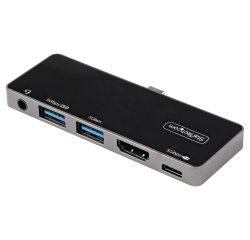 StarTech.com Adaptateur Multiport USB-C - USB-C vers 4K 60Hz HDMI 2.0 - Power Delivery Passthrough 100W - Hub USB 3.0 3 Ports - Audio - Mini Dock USB-C - Travel Dock USB Type-C