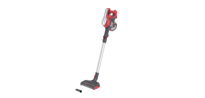 Hoover HF122RH 011 Aspirapolvere elettrica Batteria Secco Tessuto Senza sacchetto 0,9 L 170 W Rosso, Argento