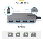 StarTech.com 4-Port USB-C Hub, 5Gbps, Bus Powered, USB C to 4x USB-A Hub with USB-C Auxiliary Power Input, 1ft/30cm Host Cable, Portable Desktop/Laptop USB Hub