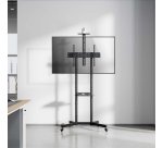 AISENS Soporte De Suelo Eco Con Rueda, Bandeja Para DVD Y Soporte De Cámara Para Monitor/TV 45kg De 37-70, Negro