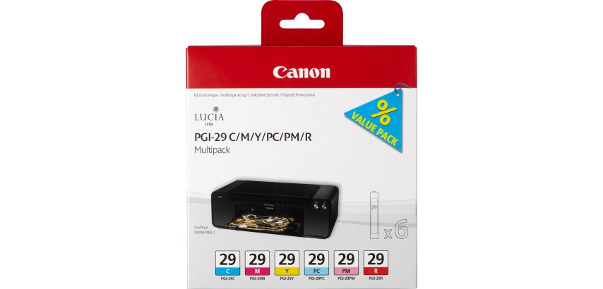 Canon Multipack de 6 cartouches d'encre PGI-29 C/M/Y/PC/PM/R