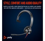 HP Poly Blackwire 3315 Monaural Microsoft Teams Certified USB-C Headset +3.5mm Plug +USB-C/A Adapter