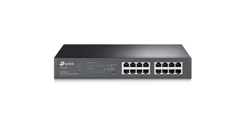 TP-Link TL-SG1016PE Géré L2 Gigabit Ethernet (10/100/1000) Connexion Ethernet, supportant l'alimentation via ce port (PoE) 1U Noir