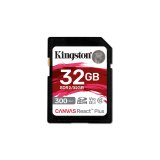 Kingston Technology 32GB Canvas React Plus SDHC UHS-II 300R/260W U3 V90 for Full HD/4K/8K