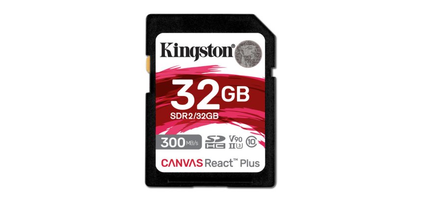 Kingston Technology 32GB Canvas React Plus SDHC UHS-II 300R/260W U3 V90 for Full HD/4K/8K