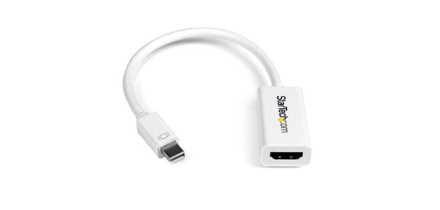 StarTech.com Mini DisplayPort to HDMI Adapter - Active mDP to HDMI Video Converter - 4K 30Hz - Mini DP or Thunderbolt 1/2 Mac/PC to HDMI Monitor/TV/Display - mDP 1.2 to HDMI Adapter Dongle - White