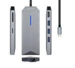 AISENS USB-C dock 8 en 1, USB-C a 1xHDMI, 1xRJ45, 3xUSB, 1xPD, 1xSD, 1xMicroSD, Gris, 15 cm