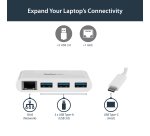 StarTech.com 3-Port USB-C Hub with Gigabit Ethernet - USB-C to 3x USB-A - USB 3.0 Hub - 5Gbps - White