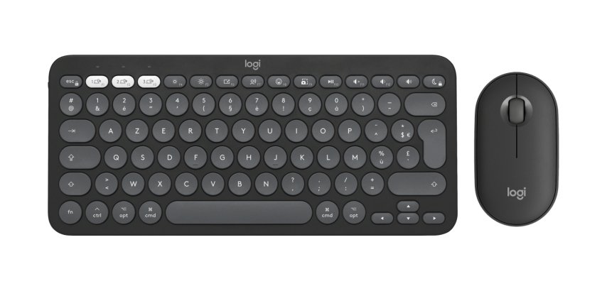 Logitech Pebble 2 Combo for Mac clavier Souris incluse Universel RF sans fil + Bluetooth AZERTY Français Graphite