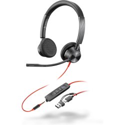 POLY Micro-casque Blackwire 3325 stéréo USB-C certifié Microsoft Teams + connexion 3,5 mm + adaptateur USB-C/A