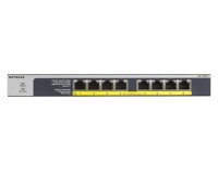 NETGEAR GS108LP Non-géré Gigabit Ethernet (10/100/1000) Connexion Ethernet, supportant l'alimentation via ce port (PoE) 1U Noir, Gris