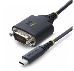 StarTech.com Câble Adaptateur USB-C vers Série de 30 cm, Rétention COM, Puce FTDI, Type-C vers DB9 RS232 Mâle, Voyants d'État, Vis et Écrous DB9 Interchangeables