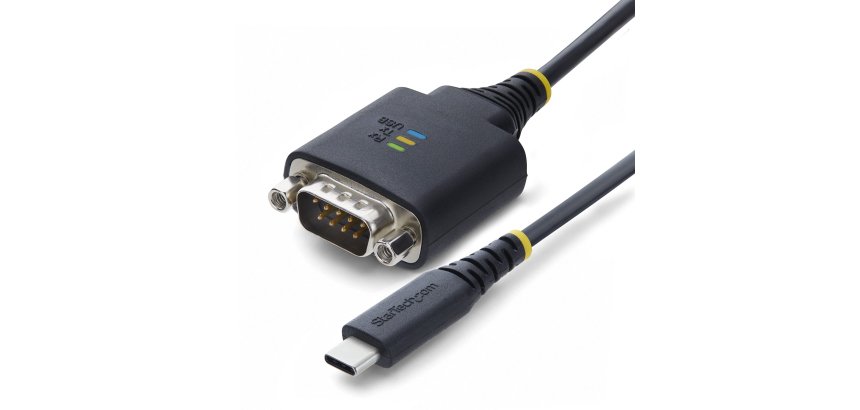 StarTech.com Câble Adaptateur USB-C vers Série de 30 cm, Rétention COM, Puce FTDI, Type-C vers DB9 RS232 Mâle, Voyants d'État, Vis et Écrous DB9 Interchangeables