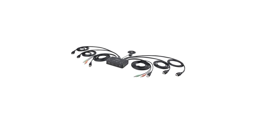 StarTech.com Switch KVM 2 Ports avec Câble HDMI, 4K 60Hz - Commutateur KVM Compact avec Câbles Intégrés USB-A/HDMI/Audio de 1,5 m - Alimenté par Bus - Switch KVM HDMI 4K - Commutation à Distance