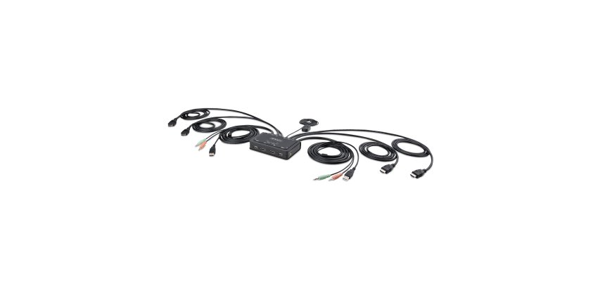 StarTech.com Switch KVM 2 Ports avec Câble HDMI, 4K 60Hz - Commutateur KVM Compact avec Câbles Intégrés USB-A/HDMI/Audio de 1,5 m - Alimenté par Bus - Switch KVM HDMI 4K - Commutation à Distance