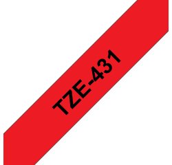 Brother TZE-431 label-making tape Black on red