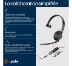 HP Poly Micro-casque monaural USB-C Poly Blackwire 5210 + prise 3,5 mm + adaptateur USB-C/A (lot)