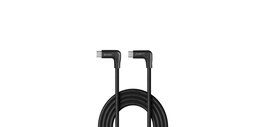 Lindy Câble USB 3.2 Type C de 0.5m, 2 x 90° à angle droit, 10Gbit/s, 60W PD